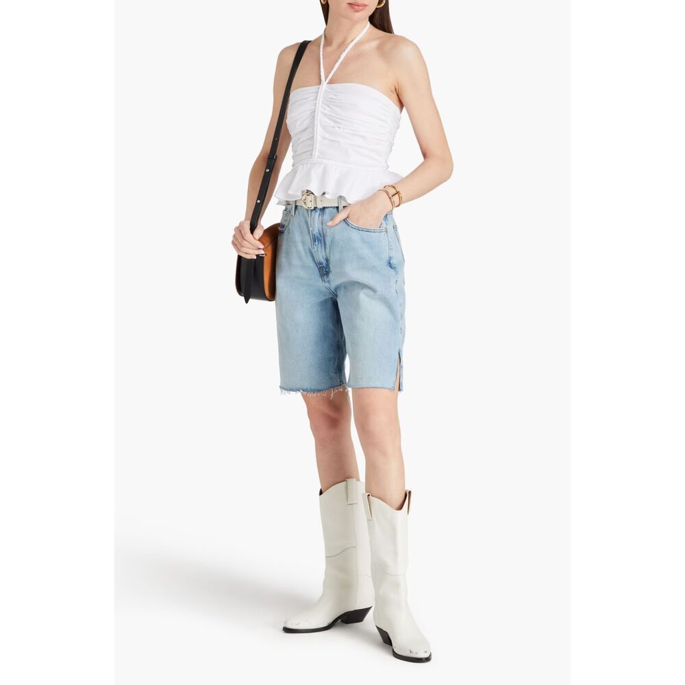VERONICA BEARD stretch-cotton poplin halterneck crop top